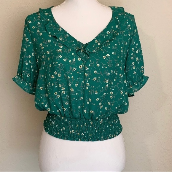 Sienna Sky Tops - Sienna Sky Green Floral Blouse Size Medium